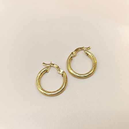 17mm Burgu Halka Küpe 14 Ayar Altın HD VİDEOLU