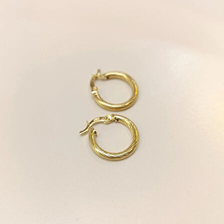 17mm Burgu Halka Küpe 14 Ayar Altın HD VİDEOLU