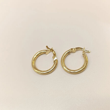 17mm Burgu Halka Küpe 14 Ayar Altın HD VİDEOLU