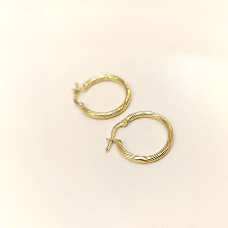 20mm Burgu Halka Küpe 14 Ayar Altın HD VİDEOLU