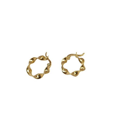 15mm Burgu Halka Küpe 14 Ayar Altın HD VİDEOLU