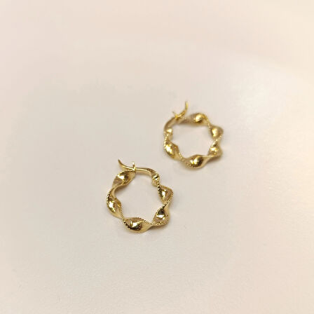 15mm Burgu Halka Küpe 14 Ayar Altın HD VİDEOLU