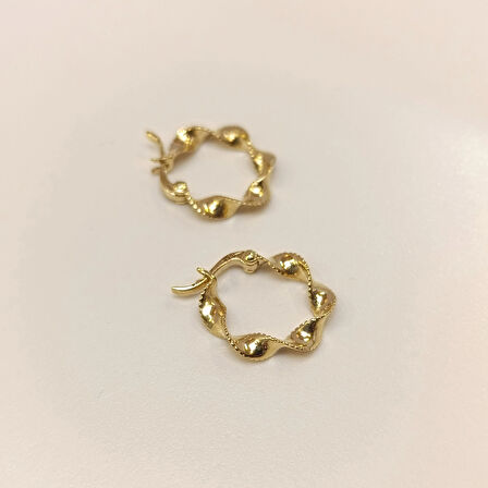 15mm Burgu Halka Küpe 14 Ayar Altın HD VİDEOLU