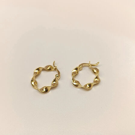 15mm Burgu Halka Küpe 14 Ayar Altın HD VİDEOLU