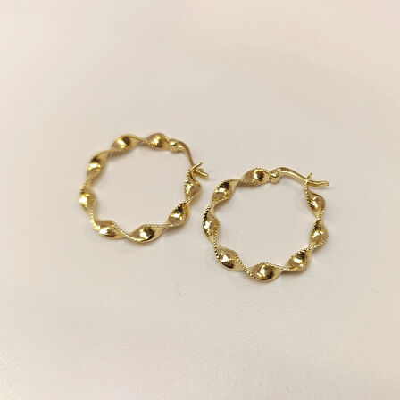 22mm Burgu Halka Küpe 14 Ayar Altın HD VİDEOLU