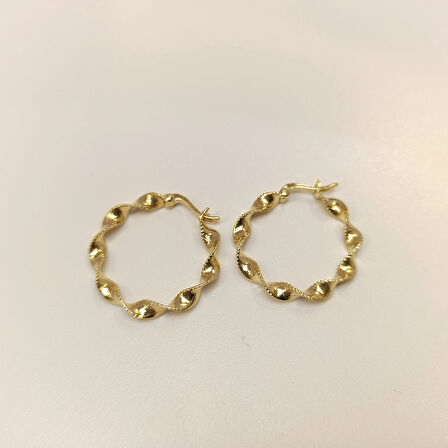 22mm Burgu Halka Küpe 14 Ayar Altın HD VİDEOLU