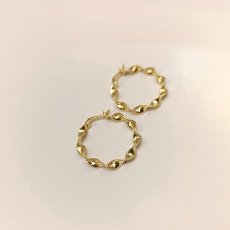 22mm Burgu Halka Küpe 14 Ayar Altın HD VİDEOLU