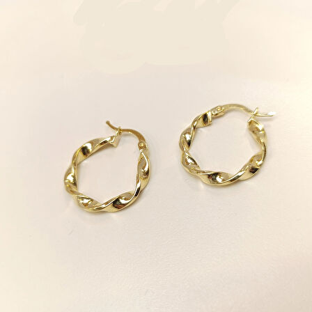 20mm Burgu Halka Küpe 14 Ayar Altın HD VİDEOLU