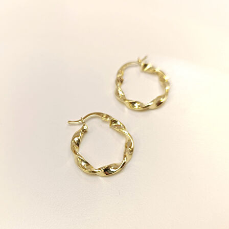 20mm Burgu Halka Küpe 14 Ayar Altın HD VİDEOLU