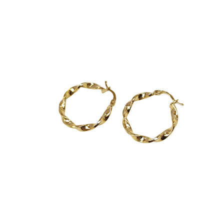 25mm Burgu Halka Küpe 14 Ayar Altın HD VİDEOLU