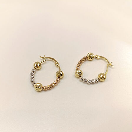 23mm Dorika Toplu Halka Küpe 14 Ayar Altın HD VİDEOLU