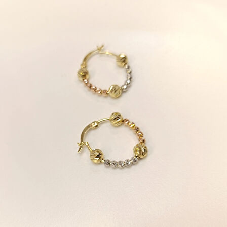 23mm Dorika Toplu Halka Küpe 14 Ayar Altın HD VİDEOLU