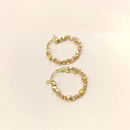 23.5mm Dorika Toplu Halka Küpe 14 Ayar Altın HD VİDEOLU