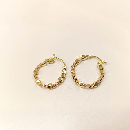 23.5mm Dorika Toplu Halka Küpe 14 Ayar Altın HD VİDEOLU