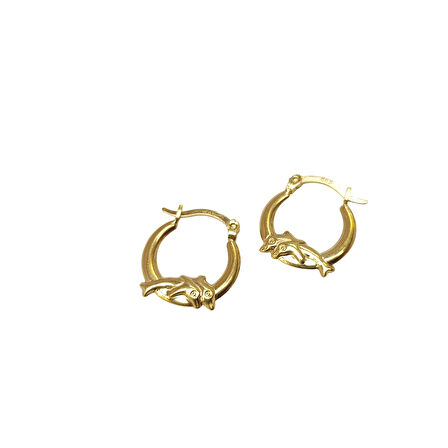 15.4mm Yunuslu Halka Küpe 14 Ayar Altın HD VİDEOLU