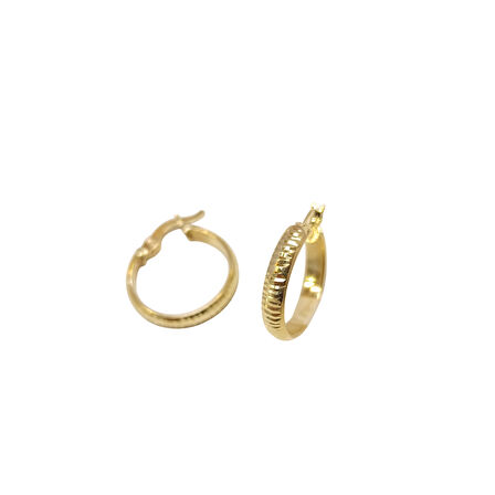 19mm Çizgili Halka Küpe 14 Ayar Altın HD VİDEOLU