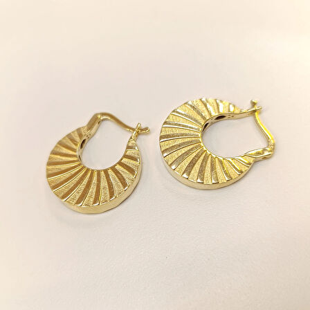 23.2mm Güneş Halka Küpe 14 Ayar Altın HD VİDEOLU