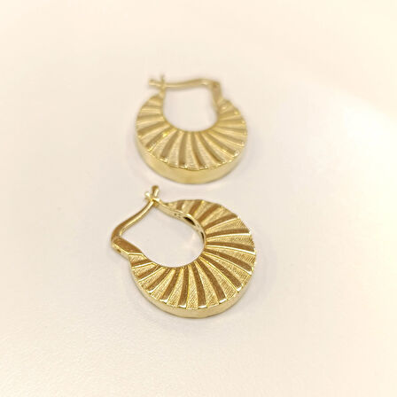 23.2mm Güneş Halka Küpe 14 Ayar Altın HD VİDEOLU