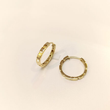 20,5mm Baget Dişli Ray Halka Küpe 14 Ayar Altın HD VİDEOLU