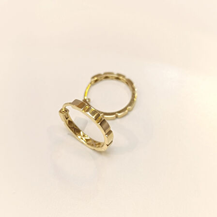 20,5mm Baget Dişli Ray Halka Küpe 14 Ayar Altın HD VİDEOLU