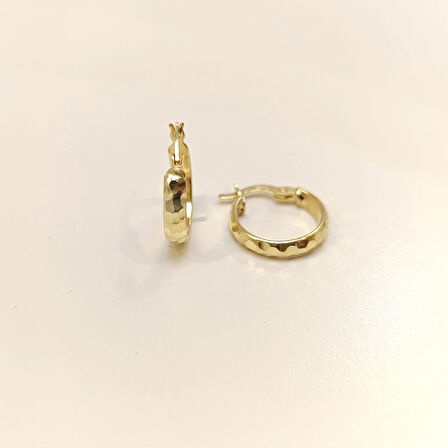 15.7mm Dövmeli Halka Küpe 14 Ayar Altın HD VİDEOLU