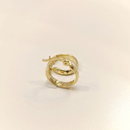 15.7mm Dövmeli Halka Küpe 14 Ayar Altın HD VİDEOLU