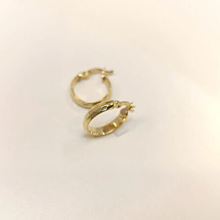 15.5mm Dövmeli Halka Küpe 14 Ayar Altın HD VİDEOLU