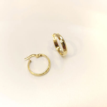 19mm Dövmeli Halka Küpe 14 Ayar Altın HD VİDEOLU