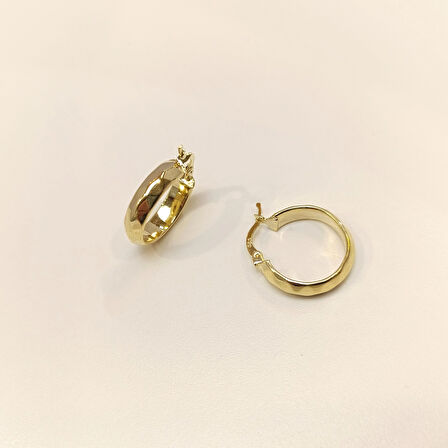 19,5mm Dövmeli Halka Küpe 14 Ayar Altın HD VİDEOLU