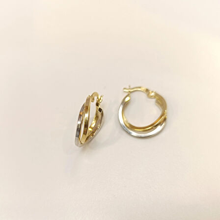 21mm İkili Halka Küpe 14 Ayar Altın HD VİDEOLU