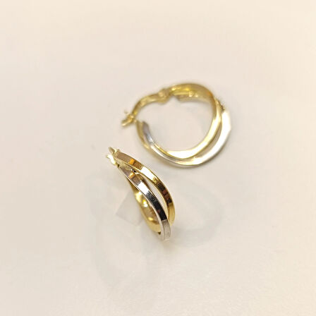 21mm İkili Halka Küpe 14 Ayar Altın HD VİDEOLU