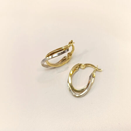 21mm İkili Halka Küpe 14 Ayar Altın HD VİDEOLU