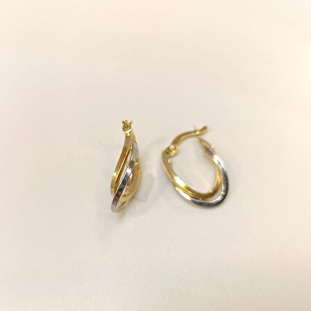 21mm İkili Halka Küpe 14 Ayar Altın HD VİDEOLU
