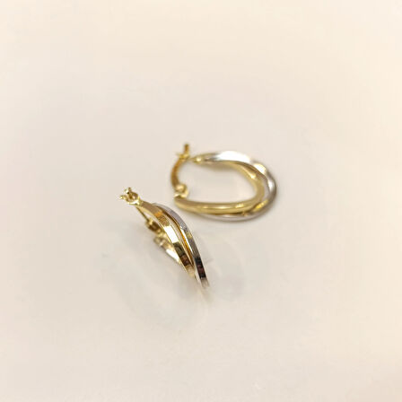 21mm İkili Halka Küpe 14 Ayar Altın HD VİDEOLU