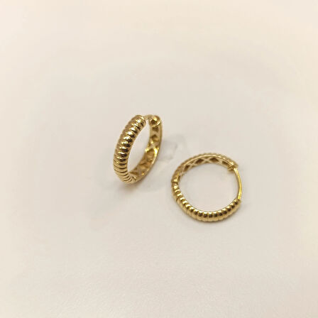 16.2mm Tırtıl Halka Küpe 14 Ayar Altın HD VİDEOLU