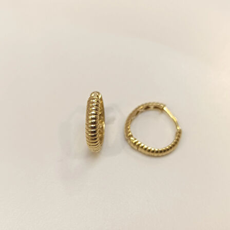 16.2mm Tırtıl Halka Küpe 14 Ayar Altın HD VİDEOLU