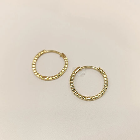 20mm Tırtıl Halka Küpe 14 Ayar Altın HD VİDEOLU