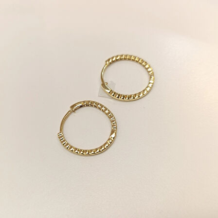 20mm Tırtıl Halka Küpe 14 Ayar Altın HD VİDEOLU