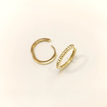 18.7mm Dişli Halka Küpe 14 Ayar Altın HD VİDEOLU