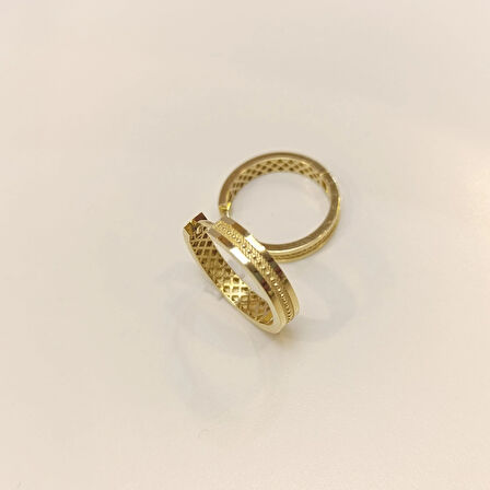 24mm Antik Desenli Halka Küpe 14 Ayar Altın HD VİDEOLU