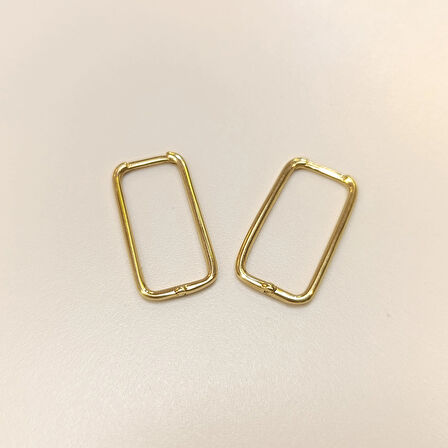 22mm Ataç Dikdörtgen Halka Küpe 14 Ayar Altın HD VİDEOLU