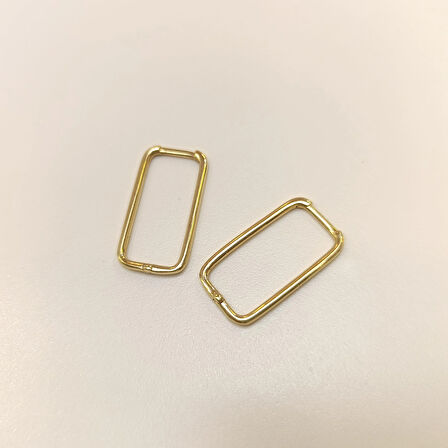 22mm Ataç Dikdörtgen Halka Küpe 14 Ayar Altın HD VİDEOLU