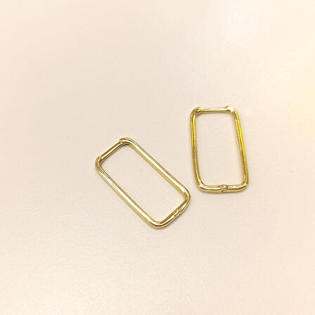 22mm Ataç Dikdörtgen Halka Küpe 14 Ayar Altın HD VİDEOLU