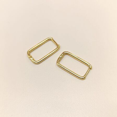 19.5mm Ataç Dikdörtgen Halka Küpe 14 Ayar Altın HD VİDEOLU