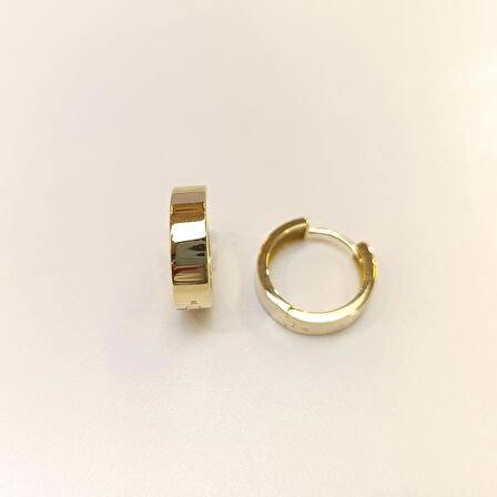 17.5mm Geniş Klasik Ray Halka Küpe 14 Ayar Altın HD VİDEOLU