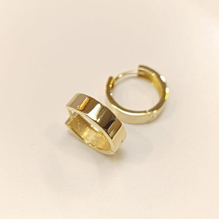 17.5mm Geniş Klasik Ray Halka Küpe 14 Ayar Altın HD VİDEOLU