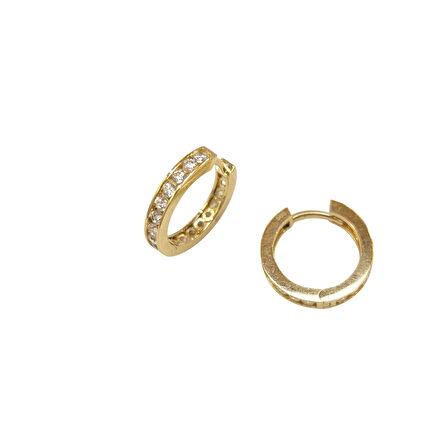 16.8mm Su Yolu Halka Küpe 14 Ayar Altın HD VİDEOLU