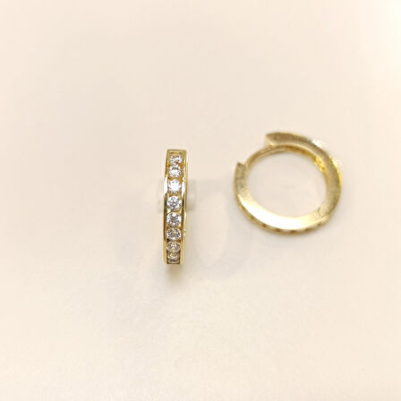 16.8mm Su Yolu Halka Küpe 14 Ayar Altın HD VİDEOLU