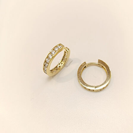 16.8mm Su Yolu Halka Küpe 14 Ayar Altın HD VİDEOLU