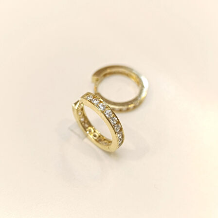 16.8mm Su Yolu Halka Küpe 14 Ayar Altın HD VİDEOLU